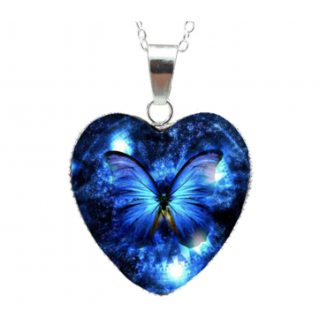 Butterfly Heart Necklace Pendant (Purple)