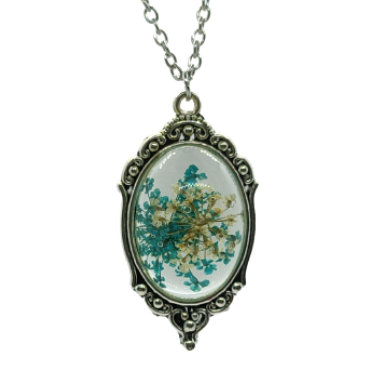  Natural flowers pendant necklace (Blue)