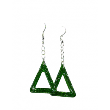 Greenish Silver Triangle Hangings 