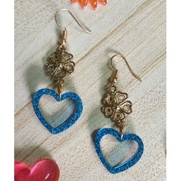 Royal Blue Heart Shape Earrings
