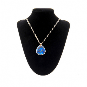 Natural Flower Drop Necklace Pendant (Blue)